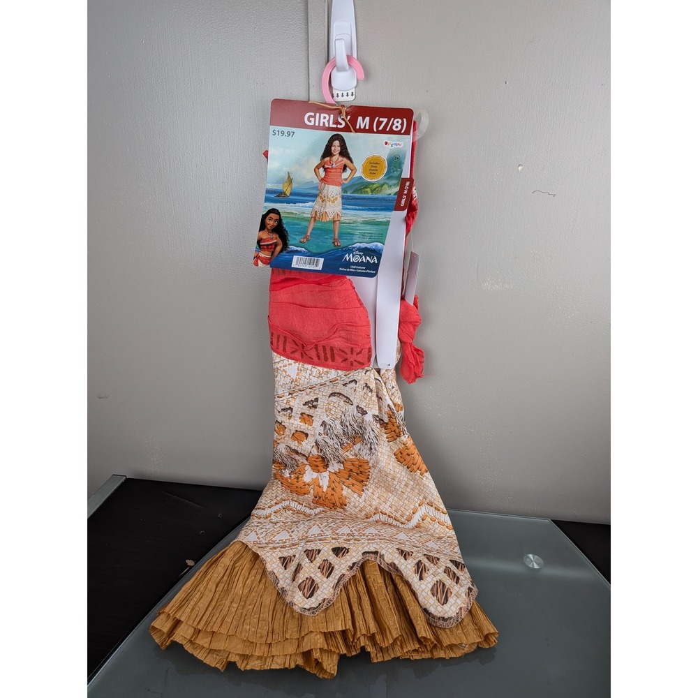 Disney Moana Girls Costume Dress Disguise Size Medium 7-8 Halloween Dress Up New